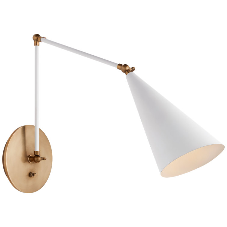 Clemente Adjustable Library Sconce in Black and Antique Brass
