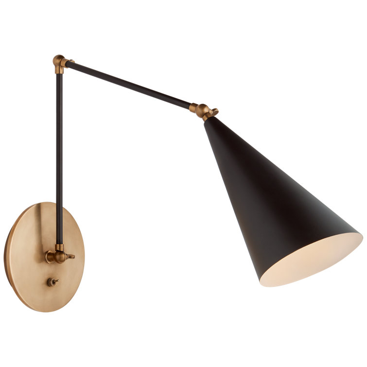 Black and Brass Adjustable Swing Arm Wall Sconce