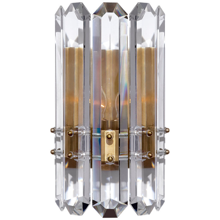 Hand-Rubbed Antique Brass Crystal Wall Sconce