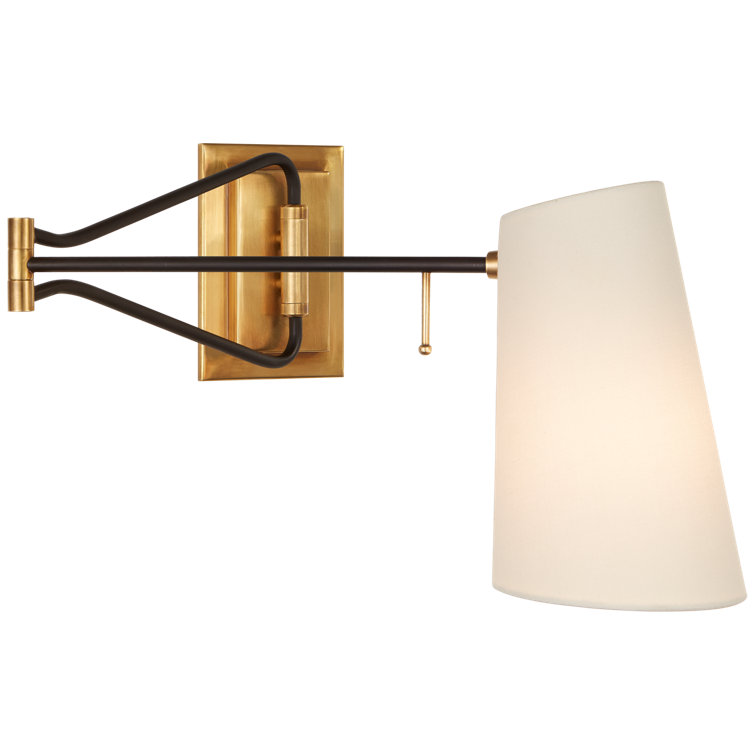 Keil 10" Black Linen Shade Swing Arm Wall Light