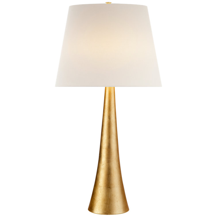Dover Gilded Metal Outdoor Table Lamp with Linen Shade