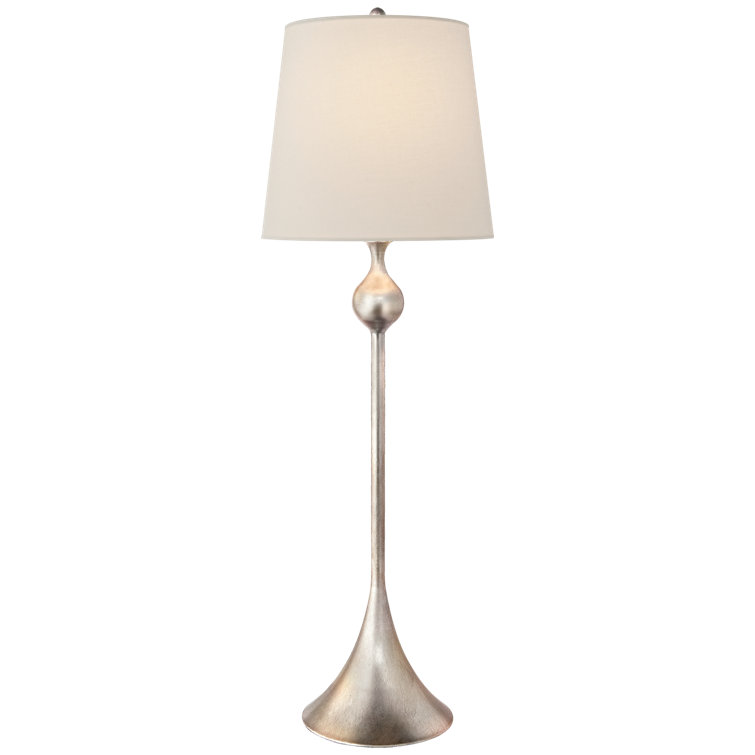 Edison Outdoor Linen Burnished Silver Leaf Table Lamp