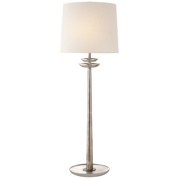 Edison 30" Burnished Silver Leaf Outdoor Buffet Lamp with Linen Shade