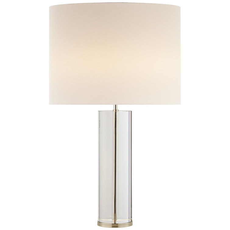 Elegant Crystal & Polished Nickel 29.5'' Table Lamp with Linen Shade