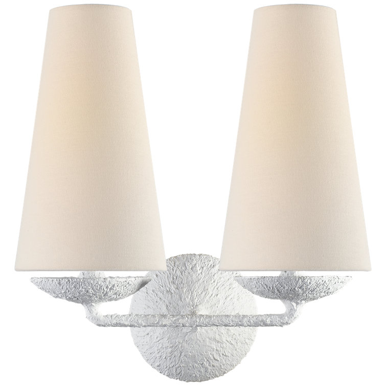 Fontaine Bronze 14'' Dimmable Direct Wired Wall Sconce with White Shade