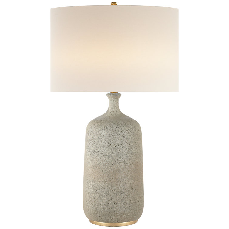 Natural Porcelain Outdoor Table Lamp with Linen Shade