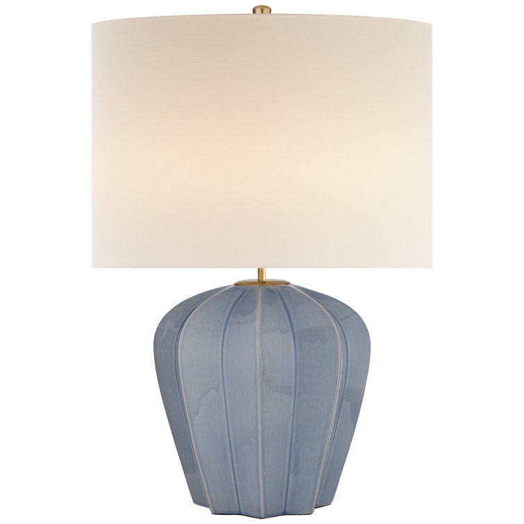 Edison Blue Ceramic Outdoor Table Lamp with White Shade