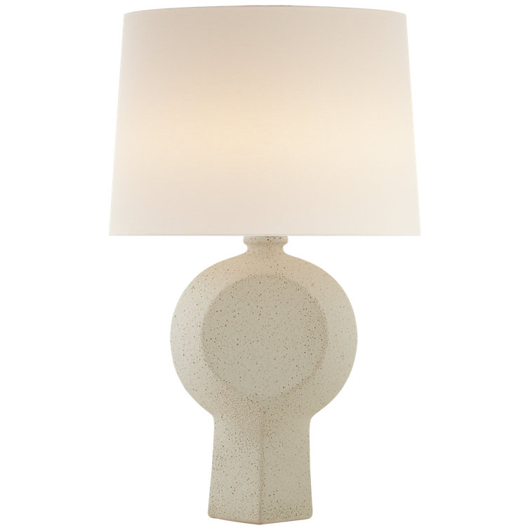 Edison Volcanic Ivory Outdoor Table Lamp with Linen Shade