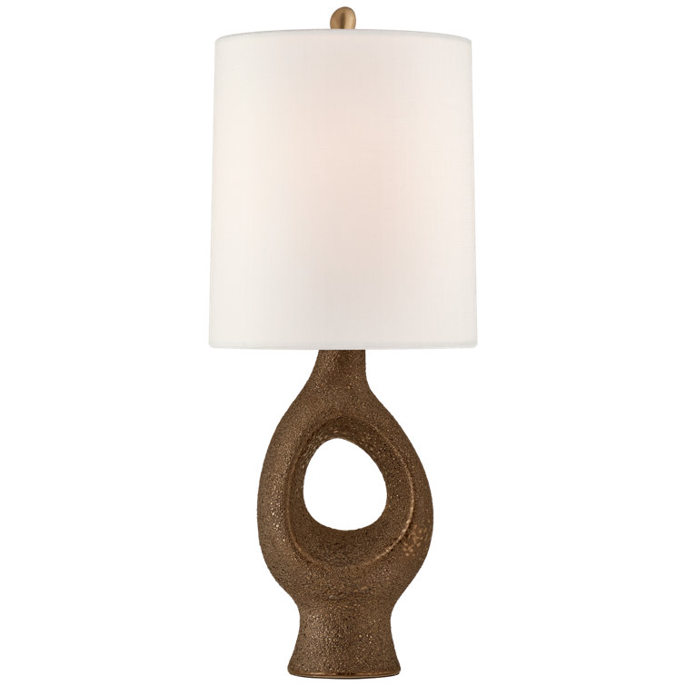 Adjustable Burnt Gold Ceramic Table Lamp with Linen Shade