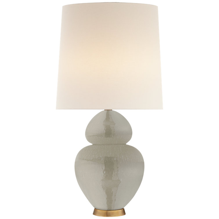 Edison Shellish Gray Ceramic Table Lamp with Linen Shade