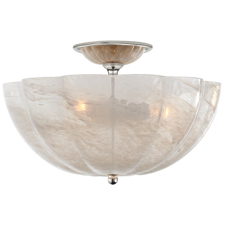 Polished Nickel 16" Glass Semi Flush Mount Light