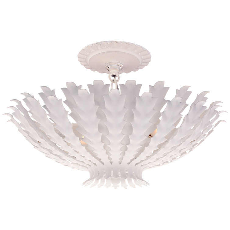 Hampton Mini 3-Light Floral Metal Chandelier in Plaster White