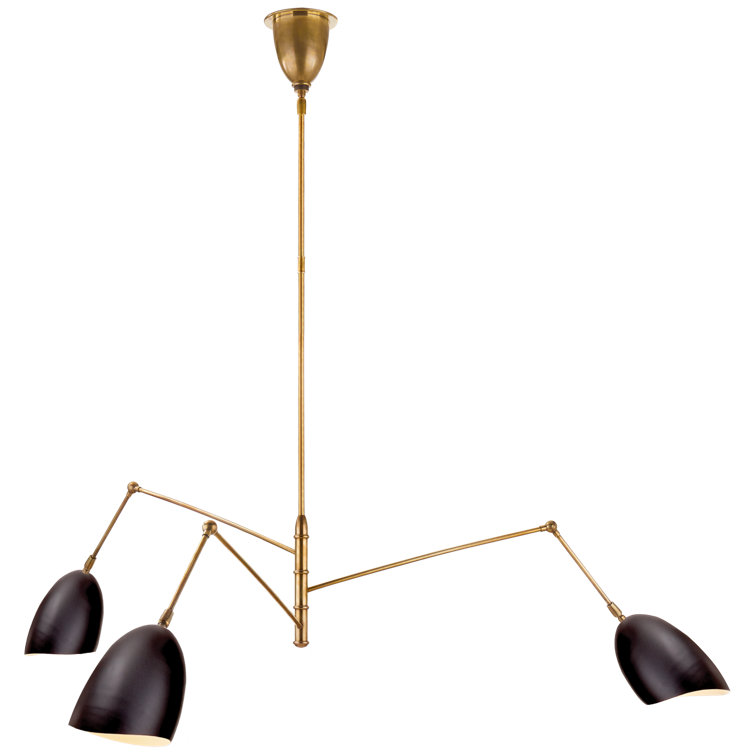 Sommerard Black and Brass 3-Light Adjustable Chandelier