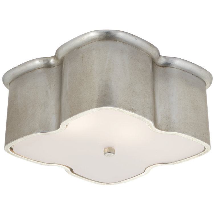 Bolsena Frosted Glass Burnished Silver Leaf Flush Mount Light