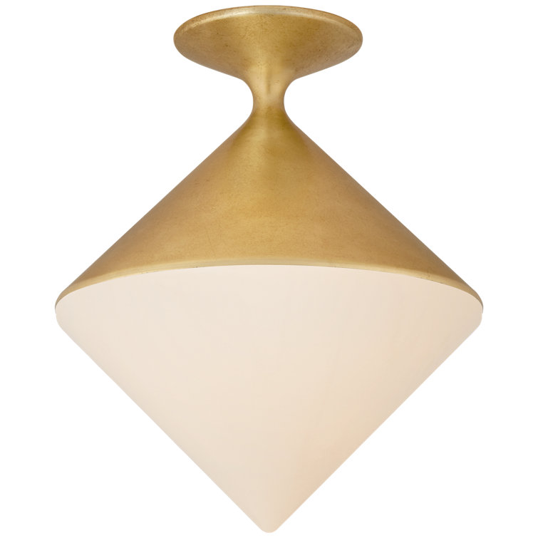 Sarnen Gilded White Glass LED Flush Mount, 15.75"