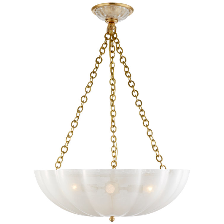 Antique Brass and Crystal 4-Light Candle Chandelier