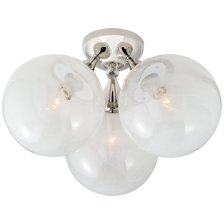 Polished Nickel 15" Triple Glass Flush Mount Light