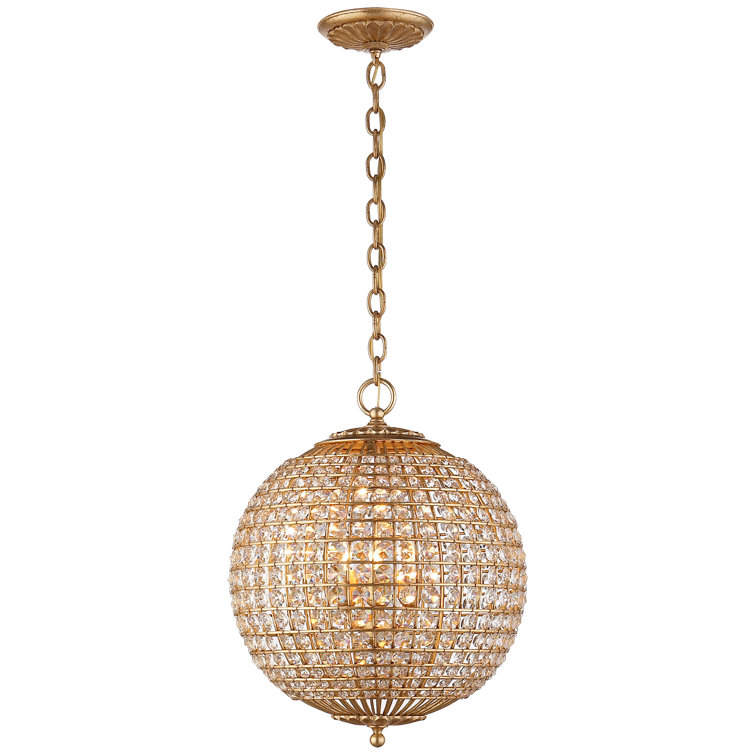 Gold 21.5" Plug-in Globe Chandelier with Crystal Shade