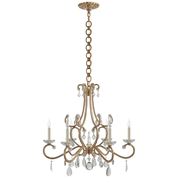 Montmartre 29.75'' Antique Brass Crystal 6-Light Chandelier