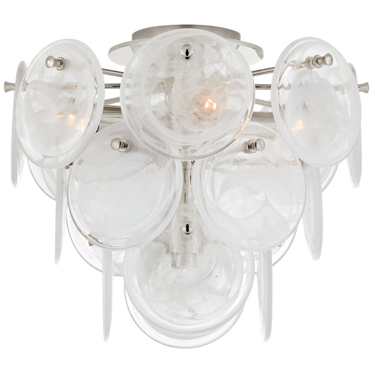 Loire 12" White Glass & Polished Nickel 4-Light Semi Flush Mount