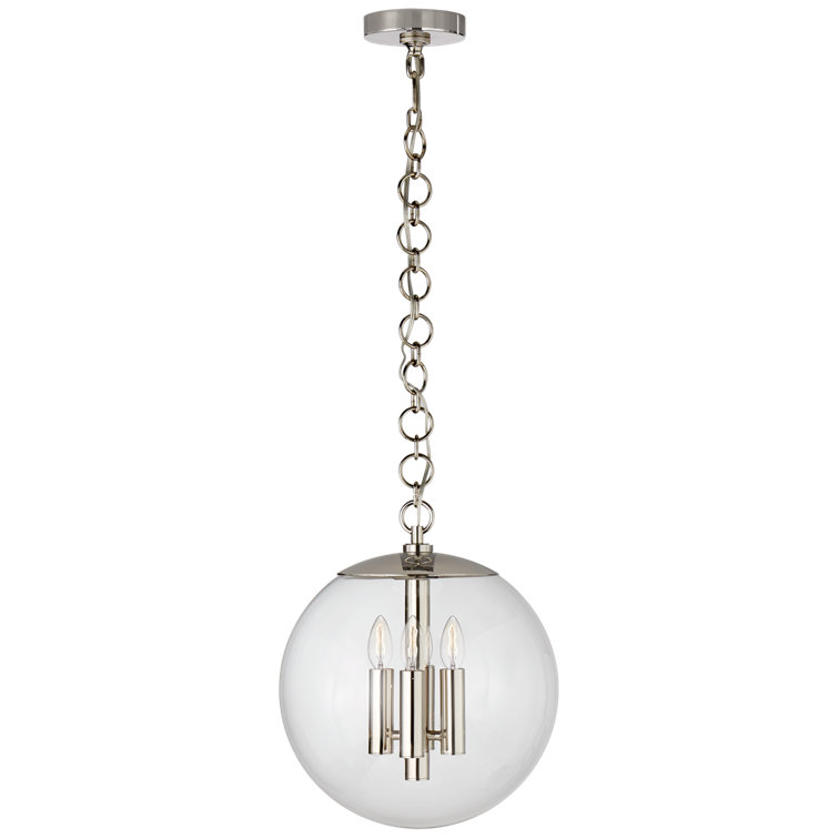 Turenne Polished Nickel Globe Pendant Light, 16.5 in