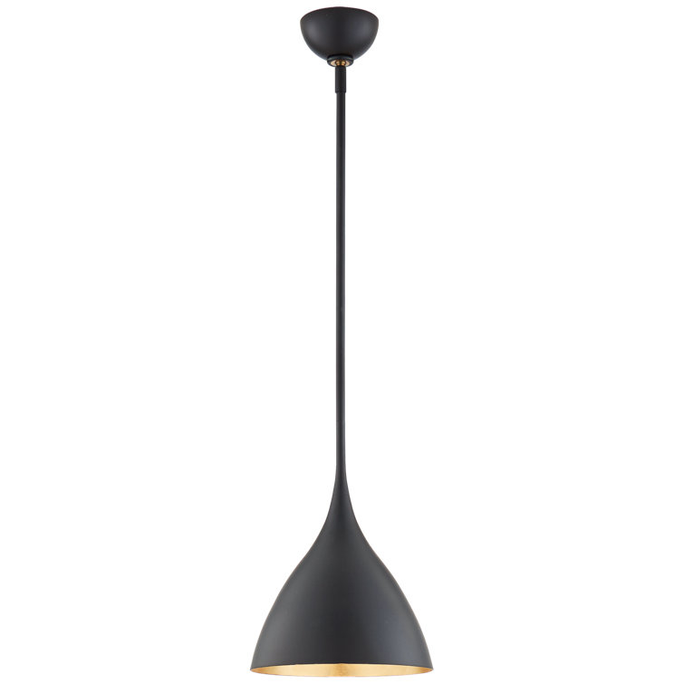 Matte Black and Gold 13.5" Metal Pendant Light