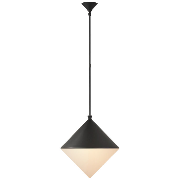 Large Matte Black and White Glass Pendant Light