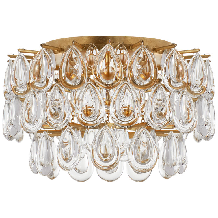 Liscia Crystal Teardrop 3-Light Silver Gilded Flush Mount