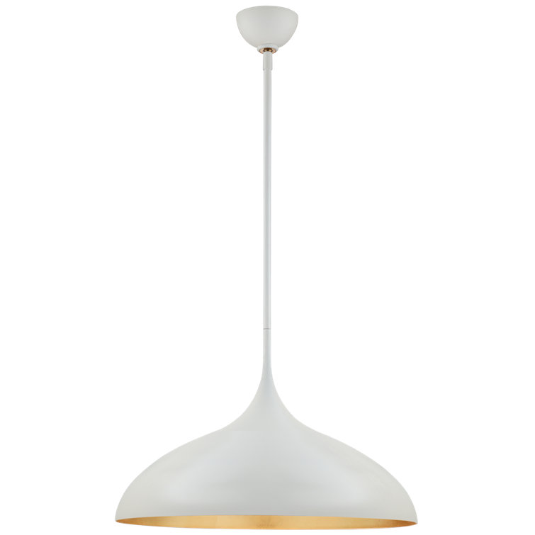 Plaster White 21" Metal Pendant Light with Gild Interior
