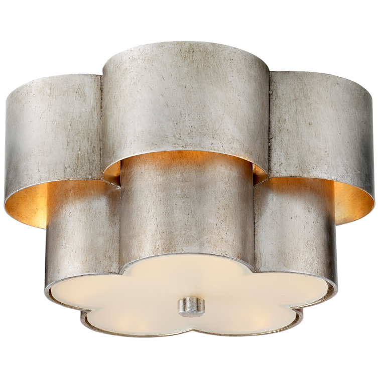 Arabelle Frosted Acrylic Burnished Silver Leaf Flush Mount Light