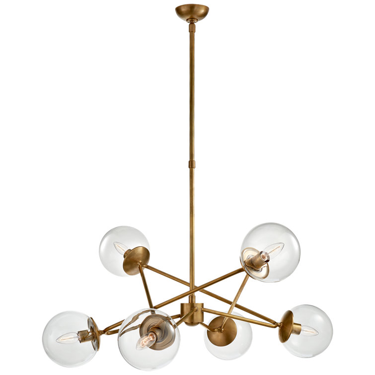 Hand-Rubbed Antique Brass 6-Light Chandelier with Glass Shades