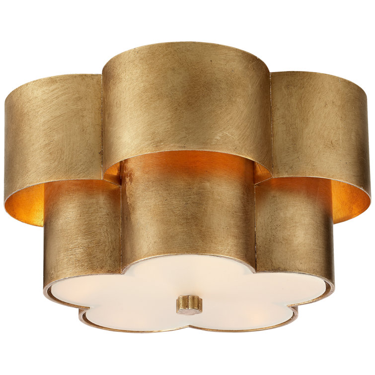 Arabelle Gold Floral Silhouette 7.75" Indoor/Outdoor Flush Mount
