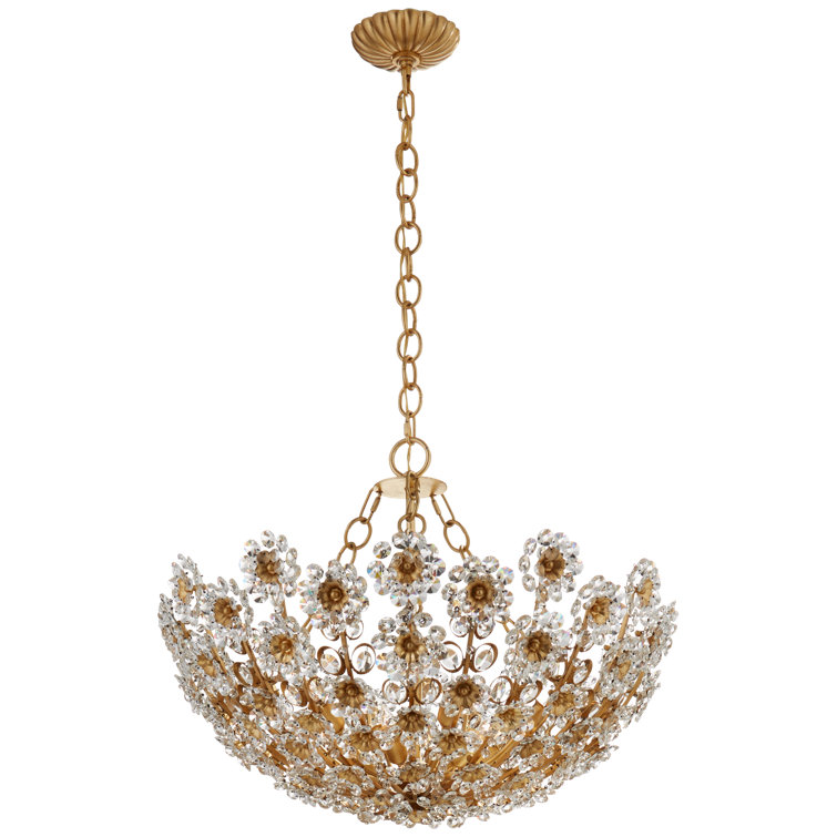 Claret 21.5" Crystal Bowl-Style Candle Chandelier in Gold