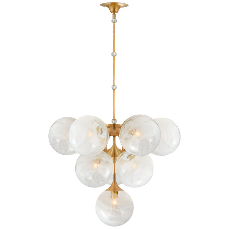 Antique Brass 10-Light Tiered Chandelier with Glass Globes