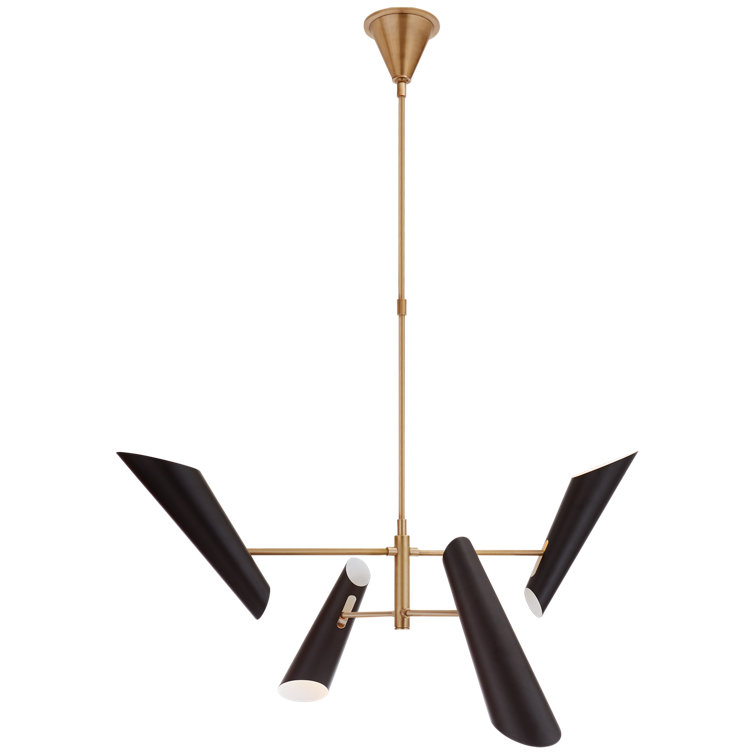 Franca Modern 4-Light Chandelier in White and Antique Brass
