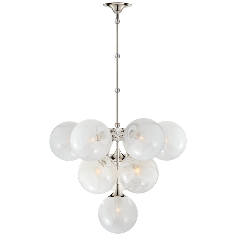 Elegant Tiered Crystal Chandelier in Polished Nickel with Candle Bulbs