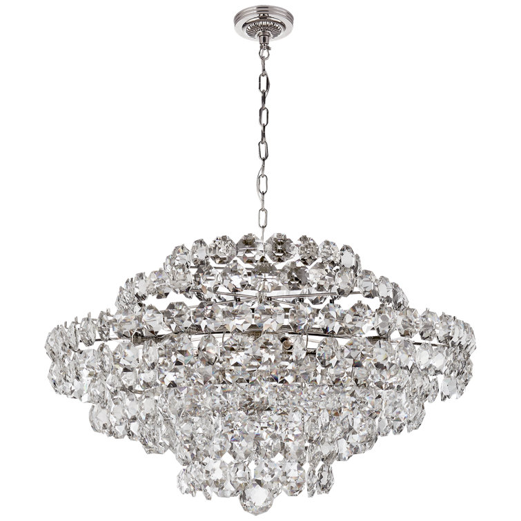 Sanger 21" Nickel and Crystal 18-Light Chandelier