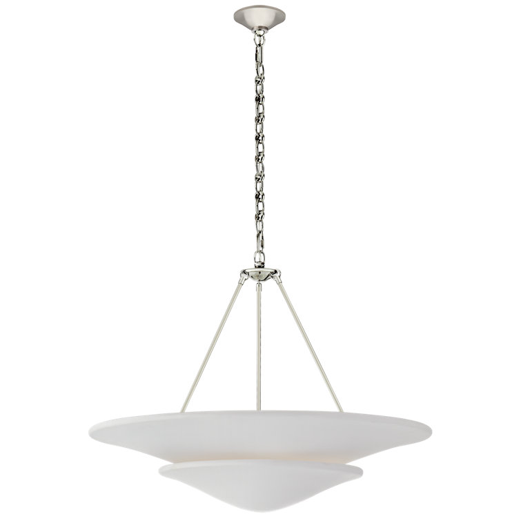 Elegant Tiered Crystal Chandelier in Polished Nickel, 25" Plug-in