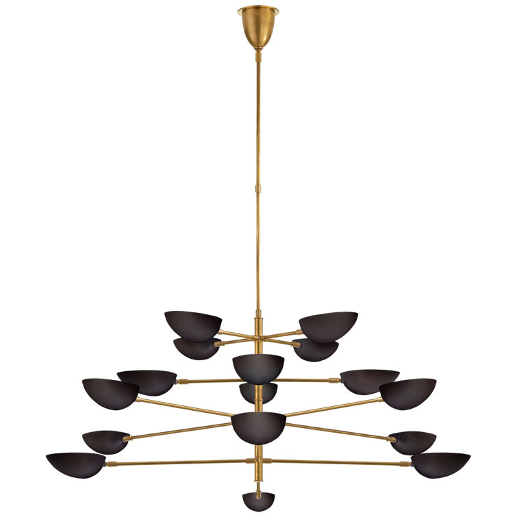 Black and Gold Four-Tier Mid-Century Modern Chandelier