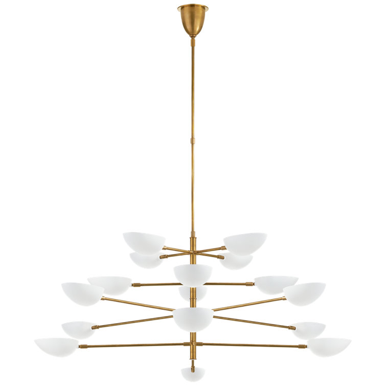 Grande Brass and White Four-Tier Chandelier