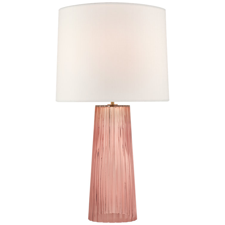 Elegant Danube Rosewater Glass Table Lamp with Linen Shade