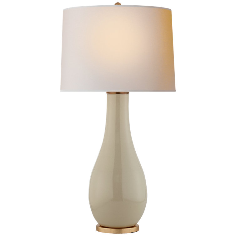Edison Coconut Porcelain Outdoor Table Lamp with Fabric Shade