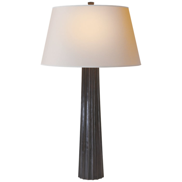 Edison 32" Outdoor Aged Iron Table Lamp with Fabric Shade