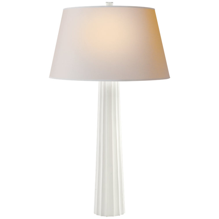Chapman Edison Fluted Outdoor Table Lamp in Plaster White