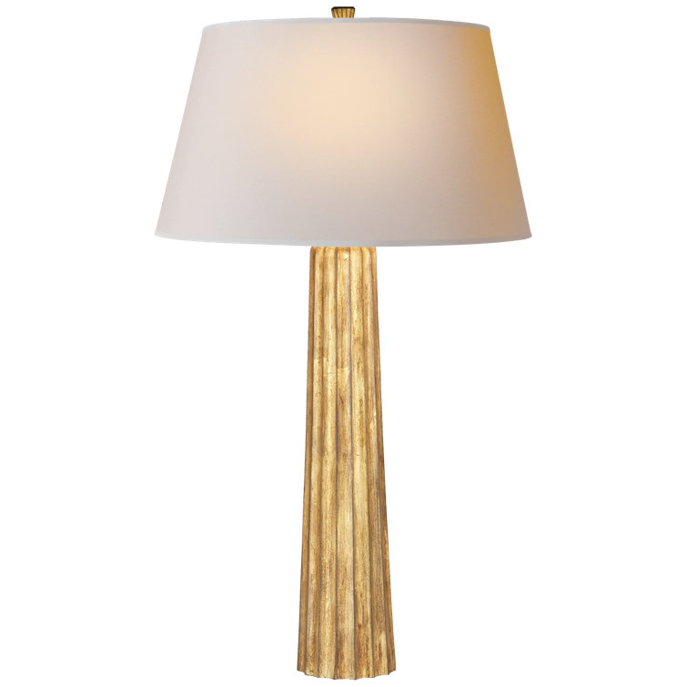 Gilded Iron Fluted Spire 31.5" Table Lamp with Paper Shade