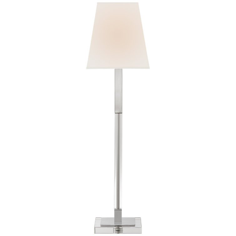 Polished Nickel and Crystal Outdoor Buffet Table Lamp