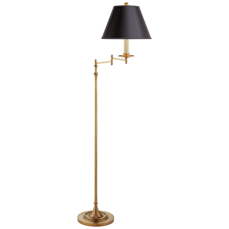 Adjustable Black and Brass Swing Arm Floor Lamp