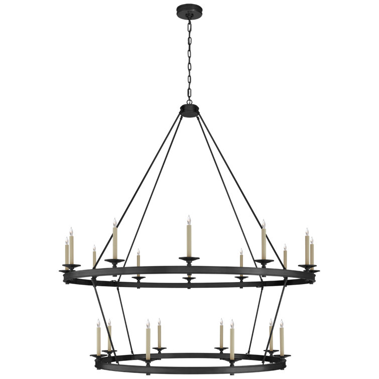 Launceton Bronze Crystal 2-Tier Candle Chandelier, 65 in
