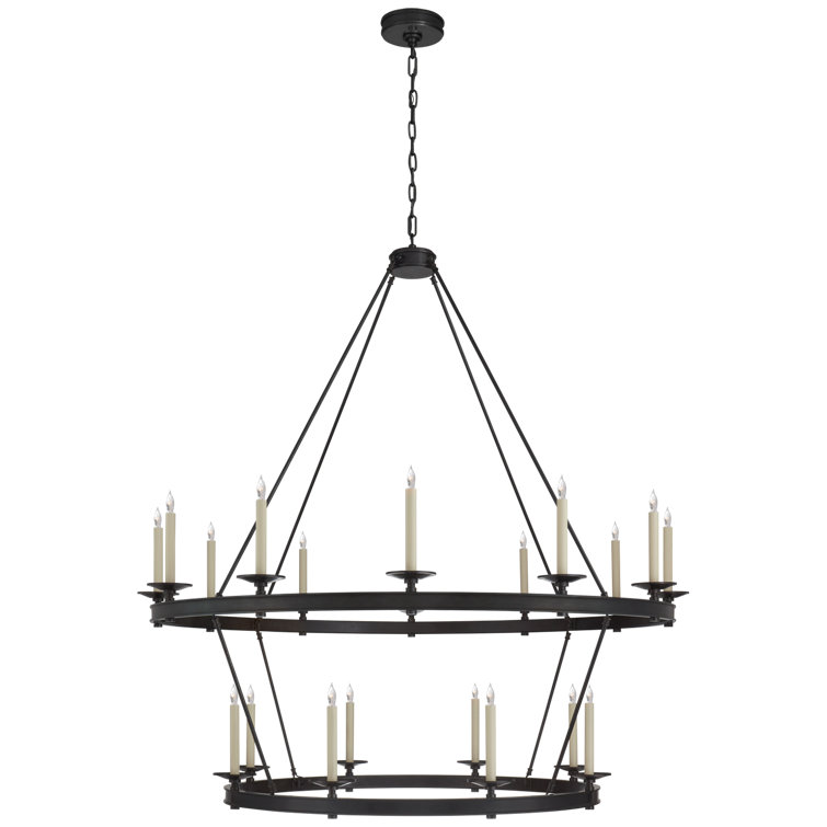 Elegant Bronze and Crystal 20-Light Candle Chandelier, 55" H x 53.25" W