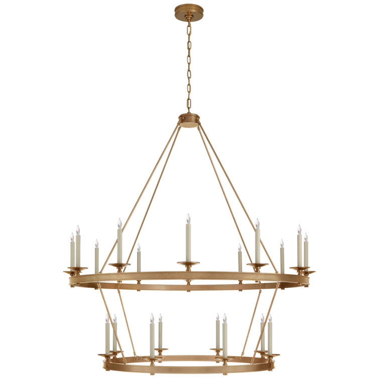 Launceton Grande Antique-Burnished Brass Two Tiered Chandelier with Crystal Accents